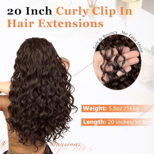 Vigorous Curly Clip In Hair Extensions,4PCS 20 inch Thick Curly Hair Extensions Lace Weft Clip Ins Invisible Natural Synthetic Hairpieces for Women,Dark Brown(6#) - Image 5