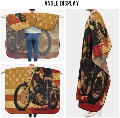 Blueangle Skull Motorcycle American Flag Barber Cape Waterproof Salon Hairdresser Cape with Adjustable Snap Closure, Perfect for for Men Salon and Home Use - Image 5