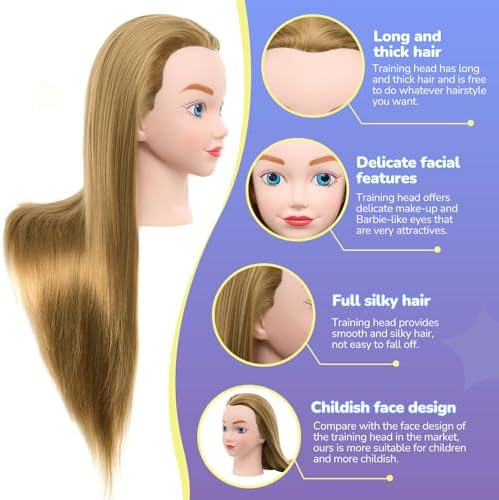 Mannequin Head for Kids - Doll Head for Hair Styling for Kids, Cosmetology Manikin Practice Training Head for Braiding Hairdressing for Girls #27 - Image 3