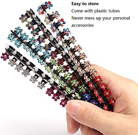 ANBALA 65pcs Mini Hair Clips No-Slip Grip Small Claw Clips Glitter Teeth Clips Rhinestone Hair Clips Metal Clamps Flower Hair Accessories for Women Girls (Mix Color) - Image 4