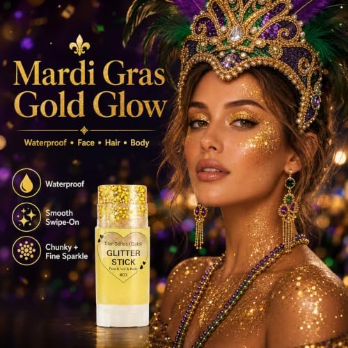 Go Ho Gold Glitter Stick, Sparkly Hair Face Body Shimmer for Women Kids - Image 5