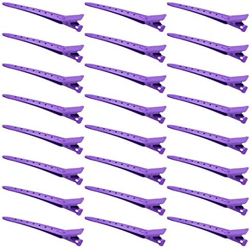24 Packs Duck Bill Clips, Bantoye 3.35 Inches Rustproof Metal Alligator Curl Clips with Holes for Hair Styling, Hair Coloring, Purple by BlackDiamond