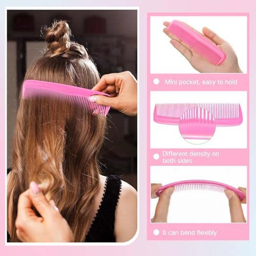 Nuogo 24Pcs Hair Brush Comb Set Mini Wet Detangler for Travel, Pink - Image 5