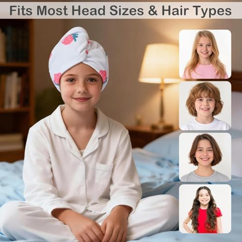 Microfiber Hair Towel Wrap for Kids Girls, Quick Dry Towel, 2 Pack - Image 4