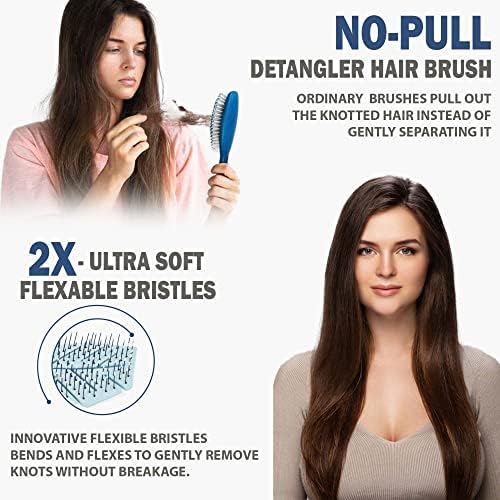 Fiora Naturals Detangling Hair Brush for Women, Detangler Hair Brush, Blue - Image 4