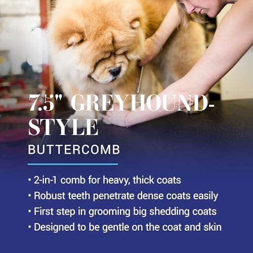 Chris Christensen 003 7.5 in. F/XC Greyhound-Style Butter Comb, Groom Like a Professional, Rounded Corners Prevent Friction and Breakage, Solid Brass Spin with Steel Teeth, Chrome Finish. - Image 2