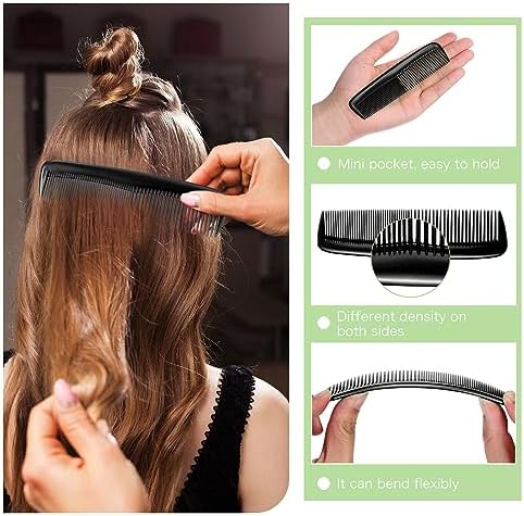 Nuogo 24 Pcs Mini Wet Hair Brush Combs Set Travel Detangling Soft Bristles Wet Dry Kids Hair Brush 12 Detangler Small Brushes 12 Plastic Combs for Baby(Black) - Image 6