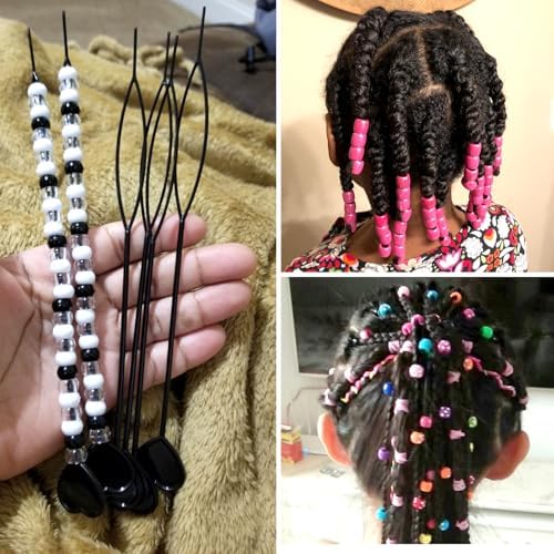 16PCS Quick Topsy Tail Hair Beader Kit – Automatic Bead Loading Tool, Braiding Loop Threader, Ponytail Maker for Girls Kids Hair Styling and Plait Accessories (black) - Image 7