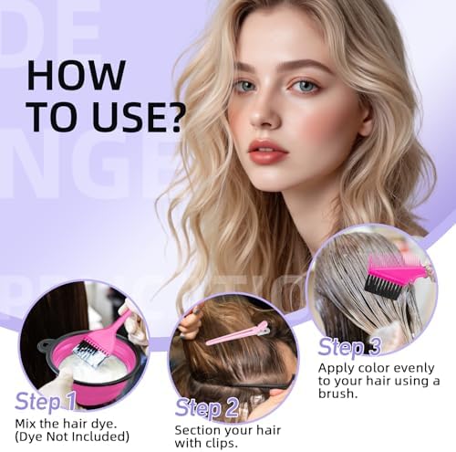 ROOHUA 12 Pcs Hair Dye Kit with Brush, Reusable Home Salon Color Hair Tools - Image 2