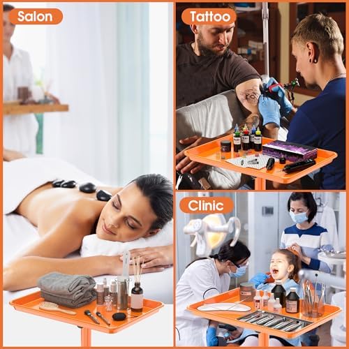 Salon Tray Tattoo Tray Salon Cart for Hair Stylist Salon Trolley Cart with Wheels Salon Rolling Tray-Orange - Image 7