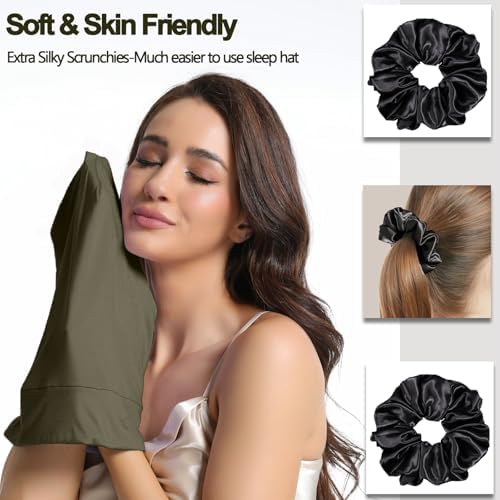 Satin Bonnets for Sleeping Adjustable Silk Lined Bonnet Sleep Cap Hair Wrap - Image 4