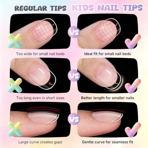UNA GELLA Extra Short Square Kids Nail Tips 216Pcs Squoval Press On Nails - Image 5