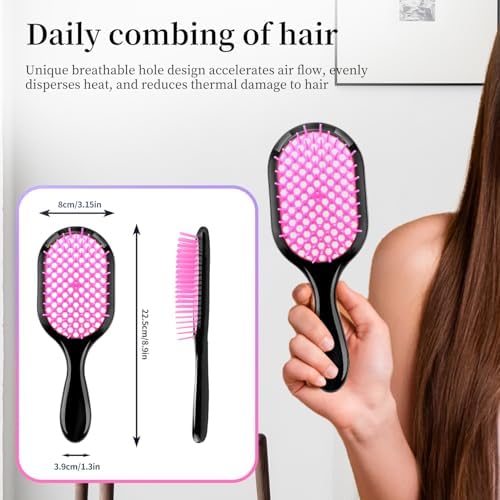 Detangling Brush,1 Pack Detangler Brush, Gentle & Effective Detangling on Wet or Dry Fragile Hair Types,Ultra-light, Detangling Brsuh ventilated and antistatic hairbrush (Black) - Image 4