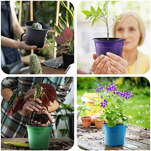 Oubest 30Pack Nursery Pots Plastic for Plants 5 inch Seedling Pots with Drainage Holes Multicolor Flower Seedling Transplanting - Image 5