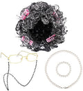 URATOT 5 Pieces Halloween Old Lady Wig Costume Set Grandma Wig Hair Rollers Glasses Chain Necklace Bracelet by URATOT
