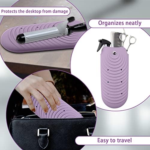 Heat Insulating Silicone Mat Pouch for Hair Styling Tools, Curling & Flat Irons Anti-Slip Travel Cover, Small Portable Straightener Pad for Curler Wands Storage, Hot Waver (Purple) - Image 4