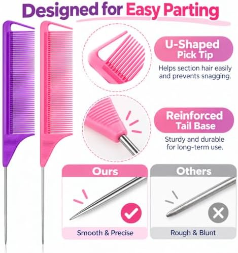 Hair Braiding Tool Kit,10-Piece Hooks,Combs and Pastel Clips - Image 3