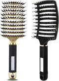 Magical Ultra Detangling Brush for Wet or Dry Hair, Detangler Brush, Fast Drying Styling Massage Hairbrush for Men, Women and Kids (Black+Gold) by Heubek