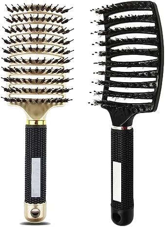 Magical Ultra Detangling Brush for Wet or Dry Hair, Detangler Brush, Fast Drying Styling Massage Hairbrush for Men, Women and Kids (Black+Gold) by Heubek