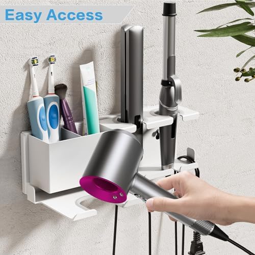 BOIVSHI Hair Dryer Holder Wall Mounted, White - Image 2