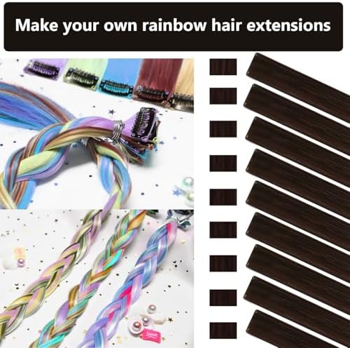 Colored Hair Extensions Clip in Brown Hairpieces 14 PCS - Image 2