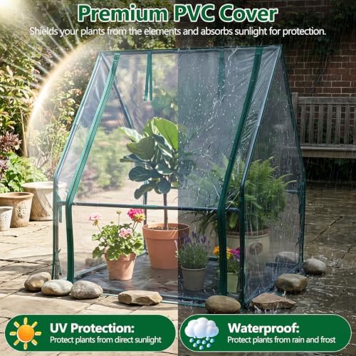 Mini Greenhouse with Waterproof Pad, 36" x 36" x 42" Tabletop Small Greenhouse for Indoor Outdoor Seed Starting, Portable Plant Cover Tent for Seedlings, Germination, Plant Protection - Image 6