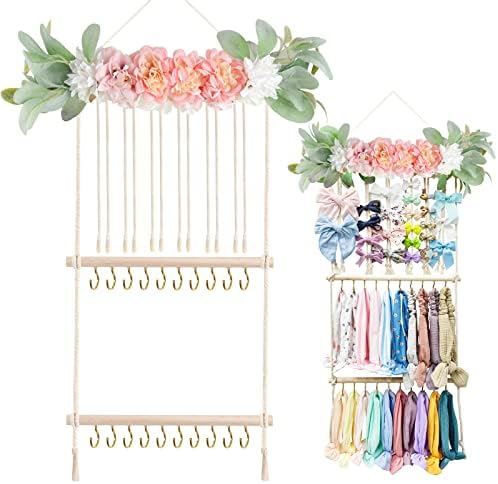 POVETIRE Headband Holder Hair Bows Organizer for Girls, Hair Accessories Display Storage Wall Hanging Decor for Baby Nursery Toddler Girls Room by POVETIRE