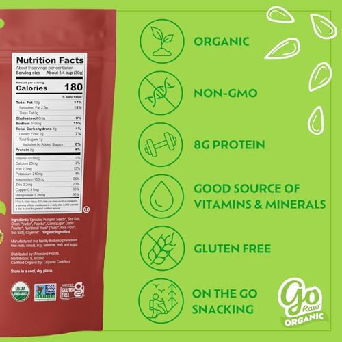Go Raw Organic Sprouted Pumpkin Seeds - Savory Seasoned Salted Pepita Snack - Image 2
