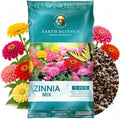 Earth Science Zinnia Wildflower Mix—6lb – 3-in-1 Seeds Plant Food & Soil Conditioner – Non-GMO Vibrant Blooming Flowers for Gardens Low Maintenance Attracts Pollinators – Covers 600 Sq Ft Eco-Friendly by EarthScience