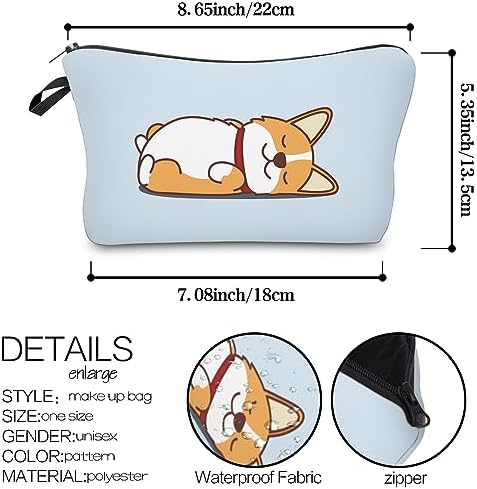 Deanfun Small Makeup Case - Cute and Waterproof Cosmetic Bag for Women(Corgi D5-55061) - Image 2