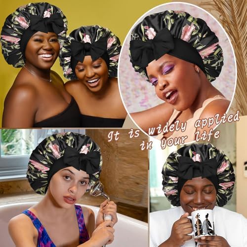 CHLINS Double Layer Satin Bonnet for Sleeping, Hair Bonnet for Curly Hair - Image 7