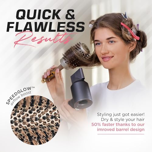 Fagaci Professional Large Round Brush with Natural Boar Bristles for Blow Drying, Nano Technology Ceramic+Ionic for Hair Styling, Volumizing and Healthy Hair - 4 Styling Clips Included - Image 6