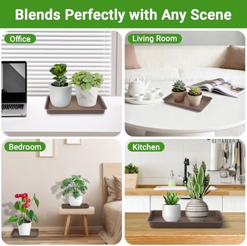 Brown Plant Saucers for Indoors, 11 Inch Heavy Duty Seedling Starter Trays No Holes, Pebble Tray for Plant Humidity(Set of 3) - Image 6