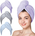 Hicober Microfiber Hair Towel Wrap for Women, Purple Blue Grey, 3-Pack by Hicober