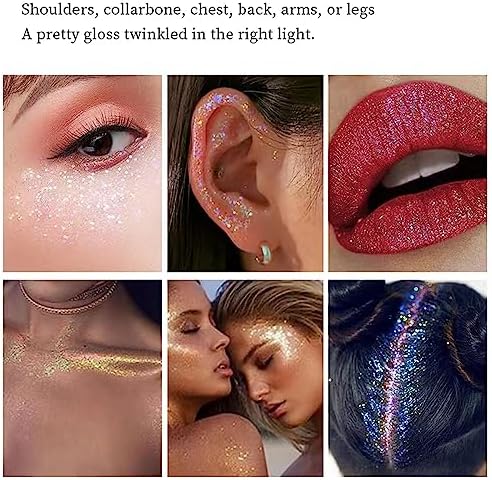 MEICOLY Sparkling Blue Body Glitter,Halloween Face Glitter,Color Changing Hair Glitter Gel for Body,Face,Hair,Lip,Eye,Long Lasting Sequins Glitter Face Paint,Festival Party Glitter Makeup,50ml - Image 3