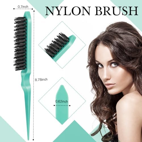 Geiserailie 3 Pcs Slick Back Hair Brush Set Bristle Brush, Cyan - Image 3