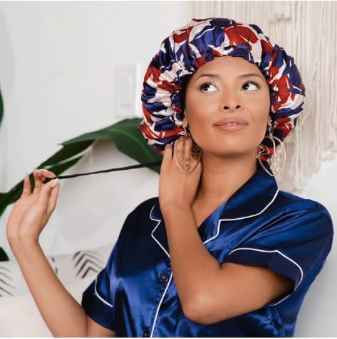 Glow By Daye Satin Bonnet, Double-Layered and Adjustable Satin Sleep Cap, Extra Large, Reversible (BeLeaf) - Image 4