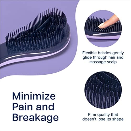 Crave Naturals Glide Thru Detangling Brush for Adults and Kids - Detangler Brush for Curly or Straight, Wet or Dry Hair - Gentle on Tangles Hair Comb - 7.5x3-Inch, Pink and Purple (Pack of 2) - Image 3