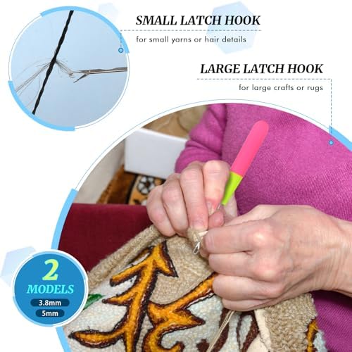 2 Pcs Latch Hook Latch Hook Tool 0.2in, 0.15in Crochet Needles for Hair - Image 5