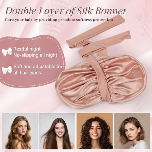 VarCozy Adjustable Double Layer Satin Bonnet for Sleeping to Reduce Frizz - Image 3