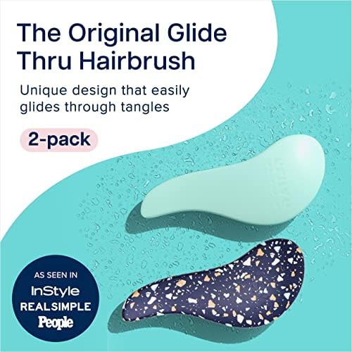 Crave Naturals Glide Thru Detangling Hair Brushes for Women - Detangler Brush for Curly or Straight, Wet or Dry Hair - Gentle on Tangles Comb - 7.5x3-Inch, Turquoise and Terrazzo (Pack of 2) - Image 2