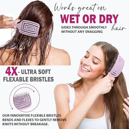 Fiora Naturals Detangler Brush for Wet and Dry Hair, Soft Detangling Brush - Image 3