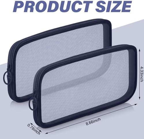 Weewooday 4Pcs Mesh Makeup Bag, Navy Blue, Medium, Classic - Image 2