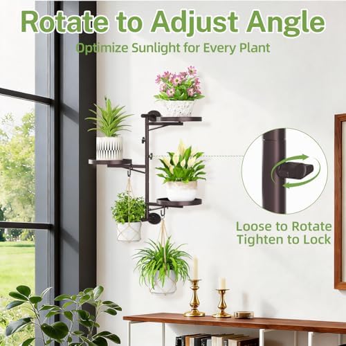 Wall Plant Holder, Rotating Floating Window Shelf 3-Tier Bronze - Image 2