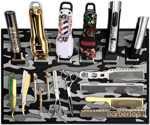 6 Magnetic Barber Mat, 12.5 x 19 Anti-Slip Barbershop Station Mats for Clippers, Salon Organizer Table Pad, Hairstylist Scissors Pad for Desktop Organization, Prevents Scratches (Gray) - Image 5