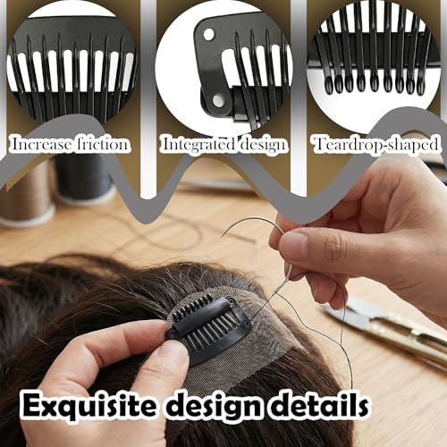 9-Tooth Plastic Wig Clips, Black Hair Extension Clips, 20 Pack - Image 5