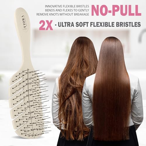 Fiora Naturals Detangler Brush for Wet and Dry Hair, Soft Detangling Brush - Image 2