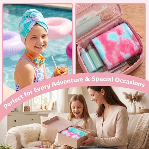 Basumee Microfiber Hair Towel Wrap for Kids Girls, Ultra Absorbent, 2 Pack - Image 5