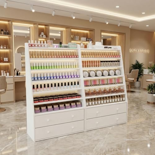 Nail Polish Rack with 2 Drawers, Holds 700+ Bottles (White) - Image 6