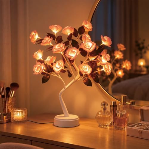 Rose Tree Lamp,Tabletop Decoration,Bonsai Light Tree for Rooms by Unknown